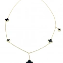 Taşlı Siyah Yonca Kolye