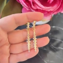 Taşlı Tasarım Halka Badem Küpe