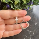 Taşlı Tify Yarım Halka Küpe