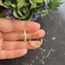 Taşlı Tify Yarım Halka Küpe