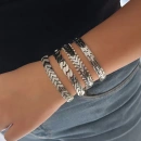 Taşlı Tırtıklı G Mln Chain Bileklik