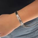 Taşlı Tırtıklı G Mln Chain Bileklik