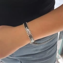 Taşlı Tırtıklı G Mln Chain Bileklik