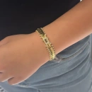 Taşlı Tırtıklı G Mln Chain Bileklik