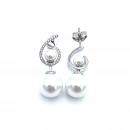 Taşlı Virgül İnci Duo Küpe