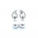 Taşlı Virgül İnci Duo Küpe