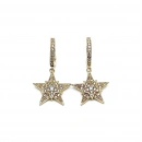 Taşlı Yıldız Sallantılı Halka Küpe