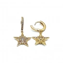 Taşlı Yıldız Sallantılı Halka Küpe