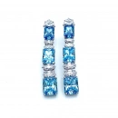 Turkuaz 3 Ddörtgen Radiant Taşlı Küpe