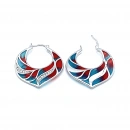 Turkuaz Kırmızı Mineli Yaprak Küpe