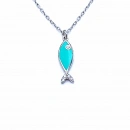 Turkuaz Mineli Balık Kolye