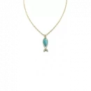 Turkuaz Mineli Balık Kolye