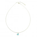 Turkuaz Mineli Kalp Kolye