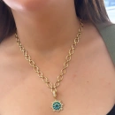 Turkuaz Nazar Güneş Kolye Ucu