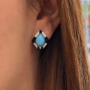 Turquoise Button Tasarım Küpe