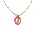 Turuncu Mineli Oval Kolye Küpe Set