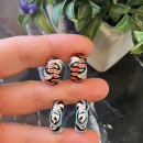 Turuncu Zebra Mineli Küpe