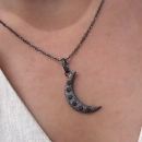 Yakut Ham Elmas Hilal Kolye Ucu