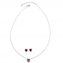 Yakut Kalp Pırlanta Montür Kolye Küpe Set