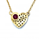Yakut Taş Detaylı Ham Elmas Taşlı Kalp Kolye