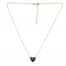 Yakut Taş Detaylı Ham Elmas Taşlı Kalp Kolye