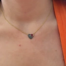 Yakut Taş Detaylı Ham Elmas Taşlı Kalp Kolye