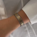 Yanları Taşlı Dokuma Bileklik