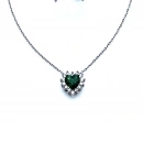 Zümrüt Kalp Pırlanta Montür Kolye Küpe Set