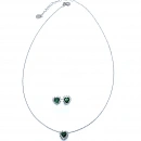 Zümrüt Kalp Pırlanta Montür Kolye Küpe Set