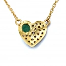 Zümrüt Taş Detaylı Ham Elmas Taşlı Kalp Kolye