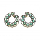 Zümrüt ve Ham Elmas Taşlı Küpe