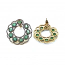 Zümrüt ve Ham Elmas Taşlı Küpe