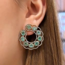 Zümrüt ve Ham Elmas Taşlı Küpe