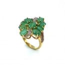 Zümrüt ve Ham Elmas Taşlı Yüzük