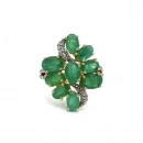 Zümrüt ve Ham Elmas Taşlı Yüzük