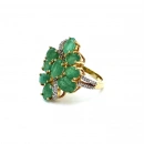 Zümrüt ve Ham Elmas Taşlı Yüzük