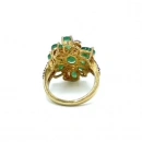 Zümrüt ve Ham Elmas Taşlı Yüzük