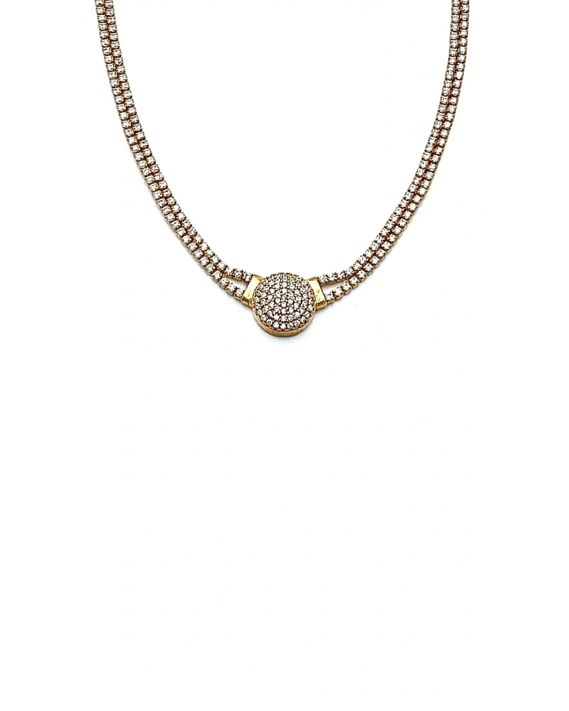 2 Sıra taşlı Plaka Suyolu Kolye