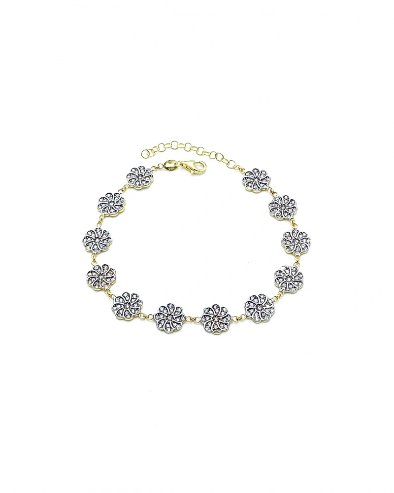 Vintage Çiçek 2 Renk Bileklik