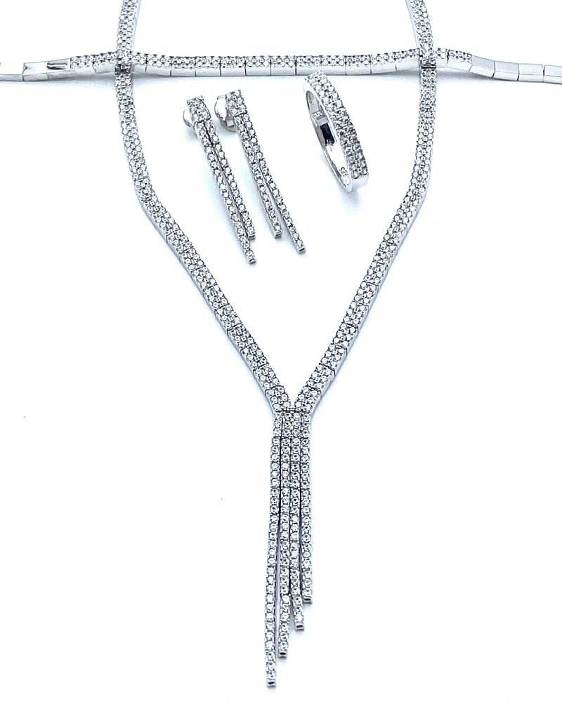 Rain V Kolye Küpe Bileklik Yüzük Set