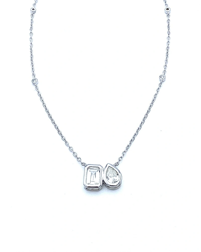 Mozanit Gömme Damla Di Tektaş Kolye