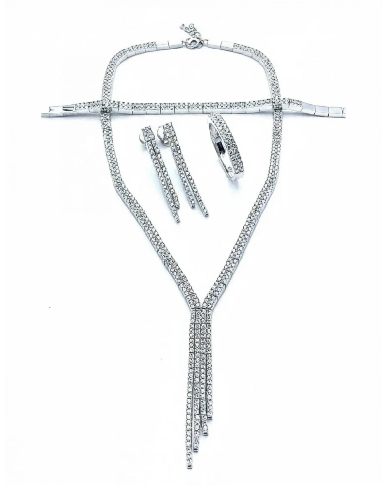 Rain V Kolye Küpe Bileklik Yüzük Set