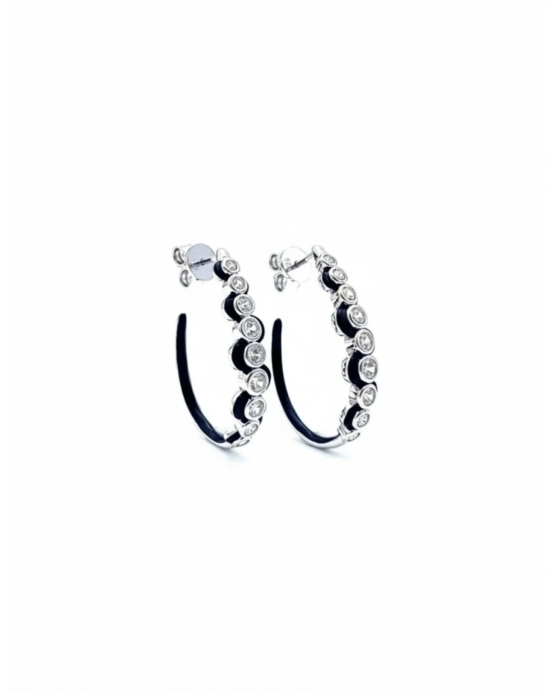 Siyah Mineli Gömme Taş Tasarım Küpe