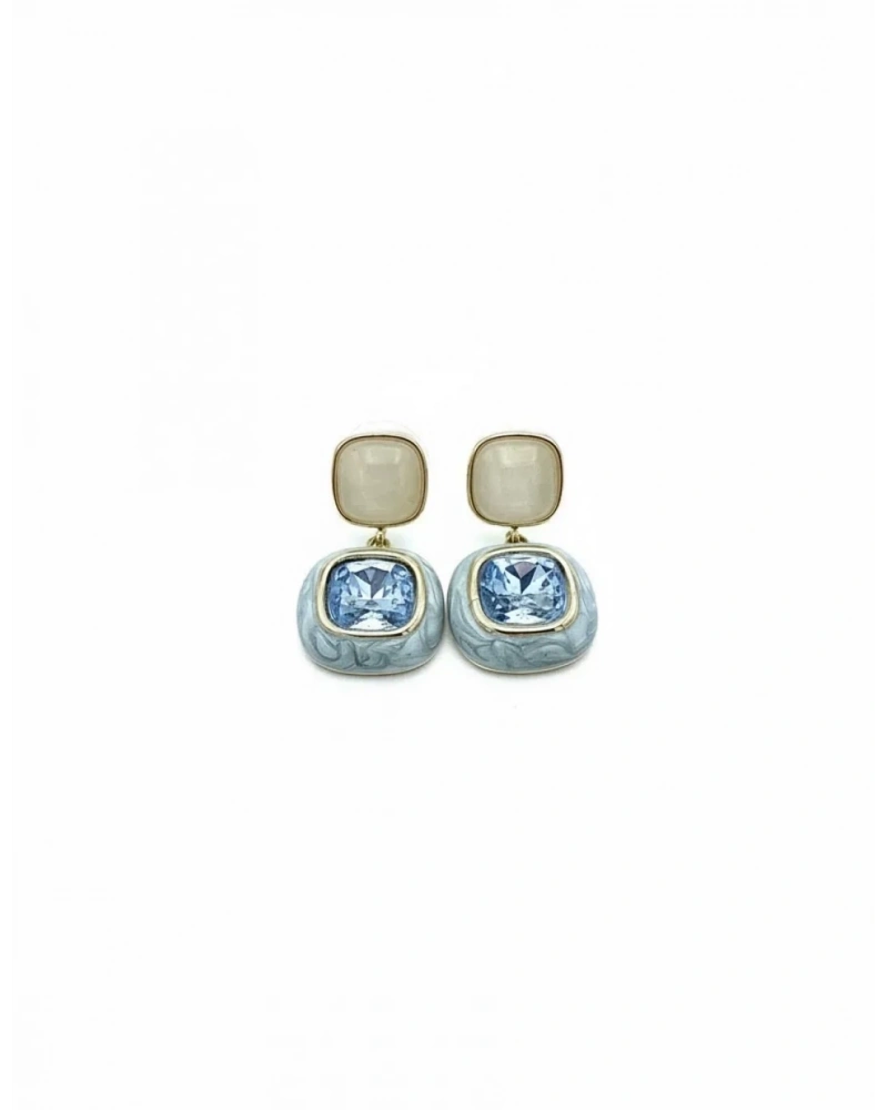 Elegant Seri 14 Square Duo Blue Küpe