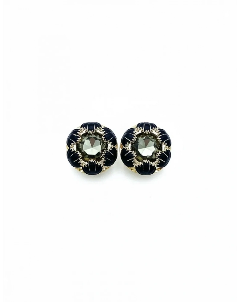 Elegant Seri 7 Black Daisy Shine Küpe