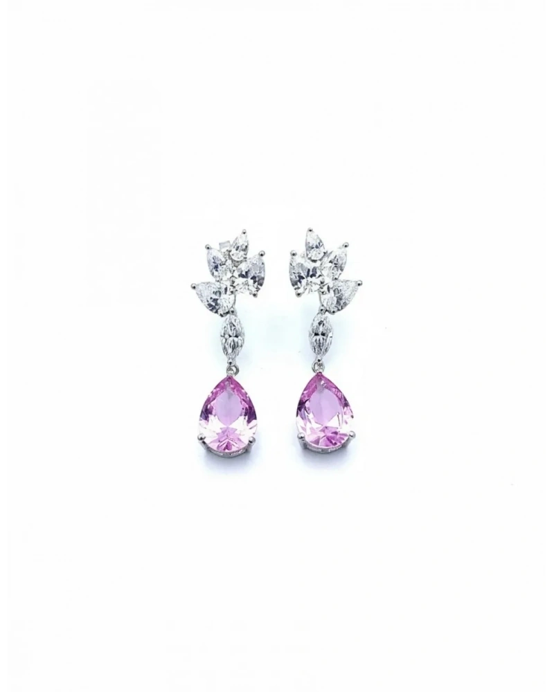 Pembe Safir Damla Markiz Küpe