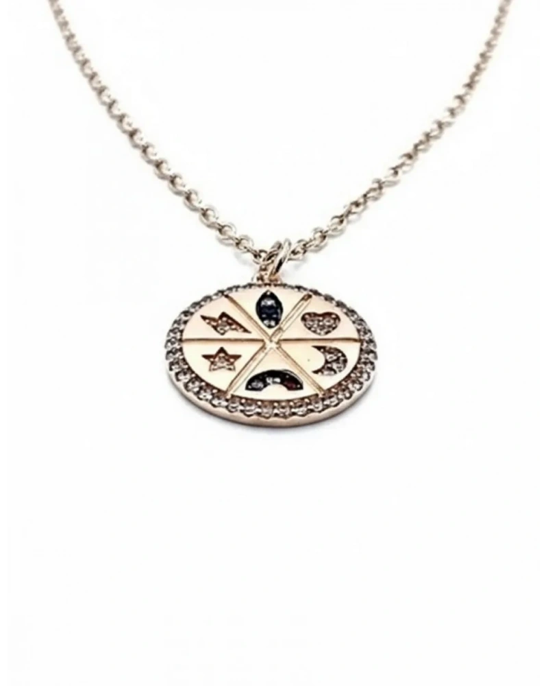 Taşlı Mini Madalyon Kolye