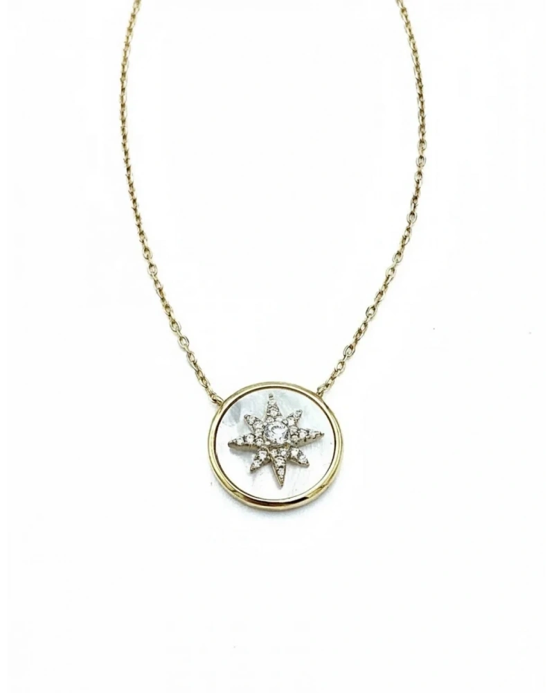 Kuzey Yıldızı Sedef Madalyon Kolye