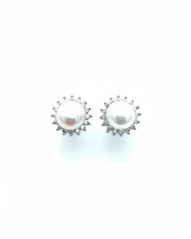 Etrafı Taşlı İnci Küpe