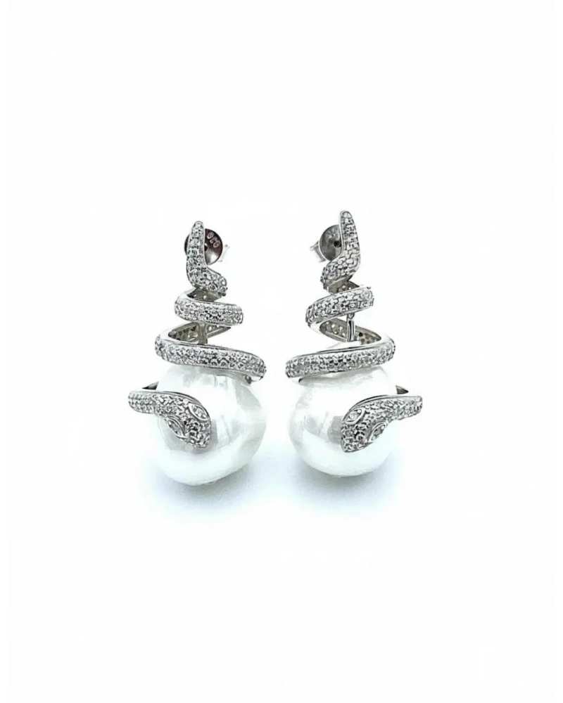 Barok İnci Snake Küpe